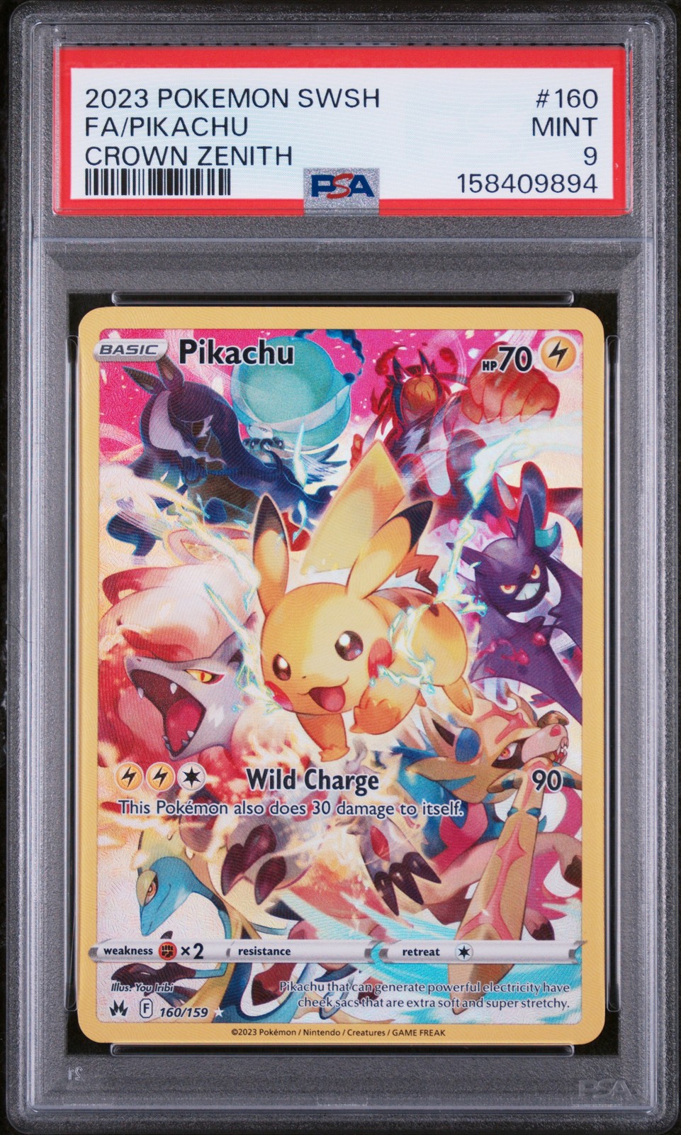 2023 POKEMON SWORD & SHIELD CROWN ZENITH #160 FULL ART/PIKACHU PSA 9