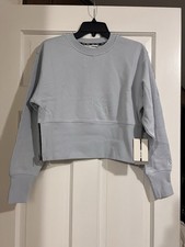 DKNY Sport Baby Blue Cropped Crew Neck Sweatshirt With Side Zipper Size XS