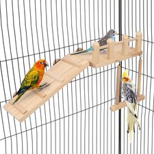 Bird Perches Platform Swing with Climbing Ladder Bird Cage Accessories Play G...