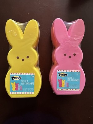 2 New Giant Peeps Bunny Easter Bunny Egg Containers Egg Hunt - Set of 4 In Each