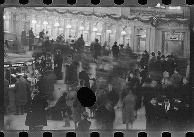 Photo:New Haven Hartford Railroad Ticket Office 1930s Train Station Crowd