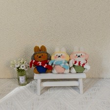 Handmade Amigurumi Crochet Miffy Wearing Headphones and Scarf Plushie