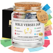 Bible Verses in a Jar KJV ,Religious Gifts for Women Men 6.8 Ounces, COLORFUL