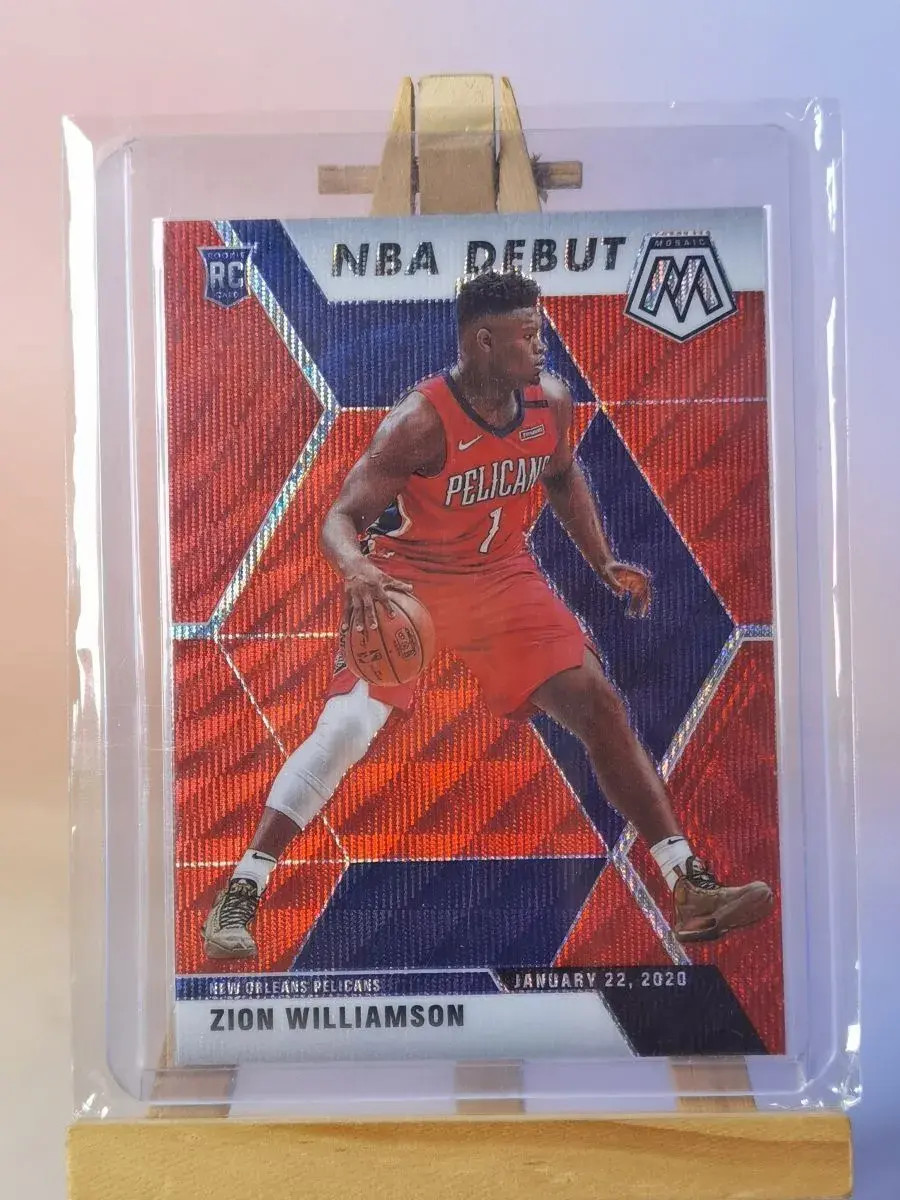 2019-20 Panini Mosaic Zion Williamson Debut Red wave Prizm Rookie RC #269-8.3