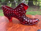 Vintage Fenton Amberina Glass Slipper UV Glow Cadmium Glass
