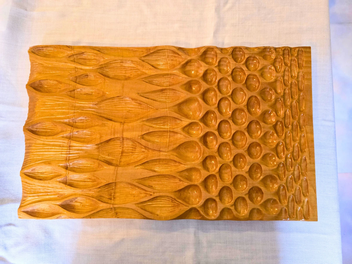 Vintage Mid Century Modern Cherry Wood Panel - Hand Carved Abstract Art