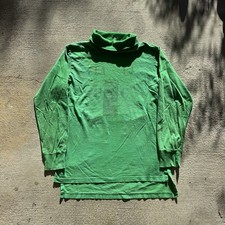 Vintage 70s US Navy Flight Deck Jersey Crewmans LARGE Work Worn Green With Name