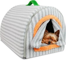 Dog House Indoor for Small Dogs  Cats 2-in-1 Enclosed Dog Bed Grey M Portable