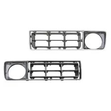 CJ Classic Trucks Grille Inserts Plastic Argent Silver/ Black Painted Pair F-...