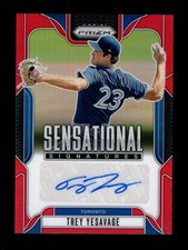 2025 PRIZM SENSATIONAL RED TREY YESAVAGE AUTO AUTOGRAPH 7/99 BLUE JAYS