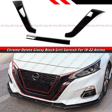 FOR 19-22 NISSAN ALTIMA GLOSS BLACK FRONT GRILL CHROME DELETE TRIM COVER GARNISH