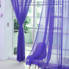 Eyelet Voile Net Curtains Single Panel Sheer Solid Transparent Curtain Bedroom