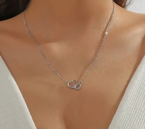 Valentine's Day Heart Pendant Necklace w/ Sparkling Gemstone - Picture 4 of 5