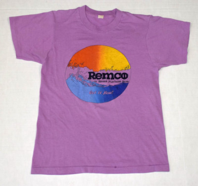 Vintage T-Shirt Size S 80s Purple Remco Rental Purchase Store Single Stitch