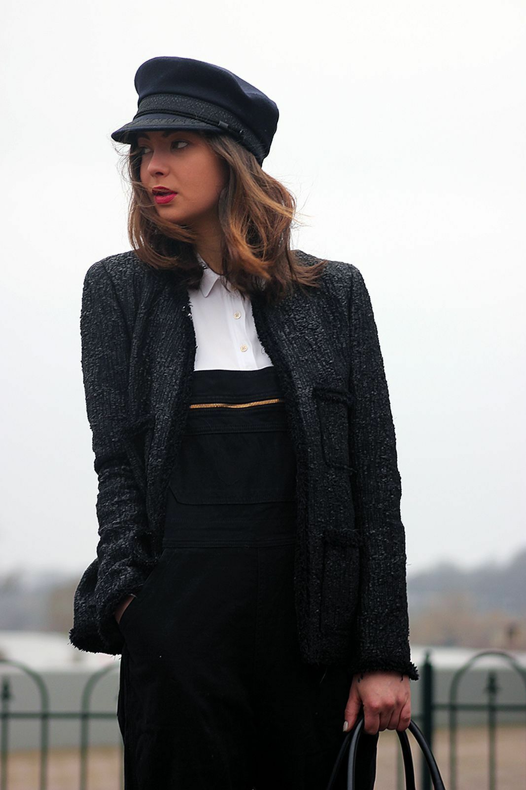 A257 ZARA WOMAN STRUCTURED WOVEN JACKET WITH POCKET BLACK BLAZER COAT M