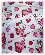 5 YARD SALE - 1.5 VALENTINE PEPPERMINT CUPCAKE KISSES GROSGRAIN RIBBON