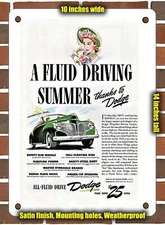 Metal Sign - 1941 Dodge Convertible Coupe a Fluid Driving Summer - 10x14 Inches