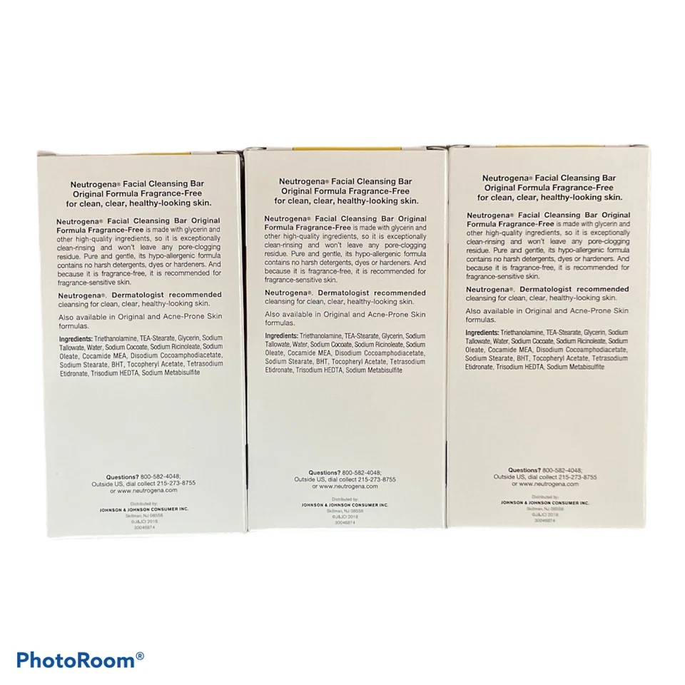 3-Pack Neutrogena Transparent Facial Bar Soap Fragrance Free 9 FULL Size Bars - Image 2 of 2