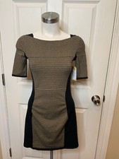 Rag & Bone Black Tan Striped Knit Mini Dress, Size XS