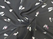 Lady McElroy Silk Crepe De Chine Fabric Black - per metre