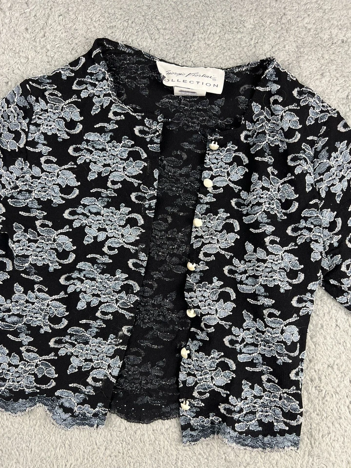 Chaqueta corta vintage Giorgio Fiorlini para mujer XS encaje elástico transparente EE. UU. Y2K 90s Foto 2 de 4