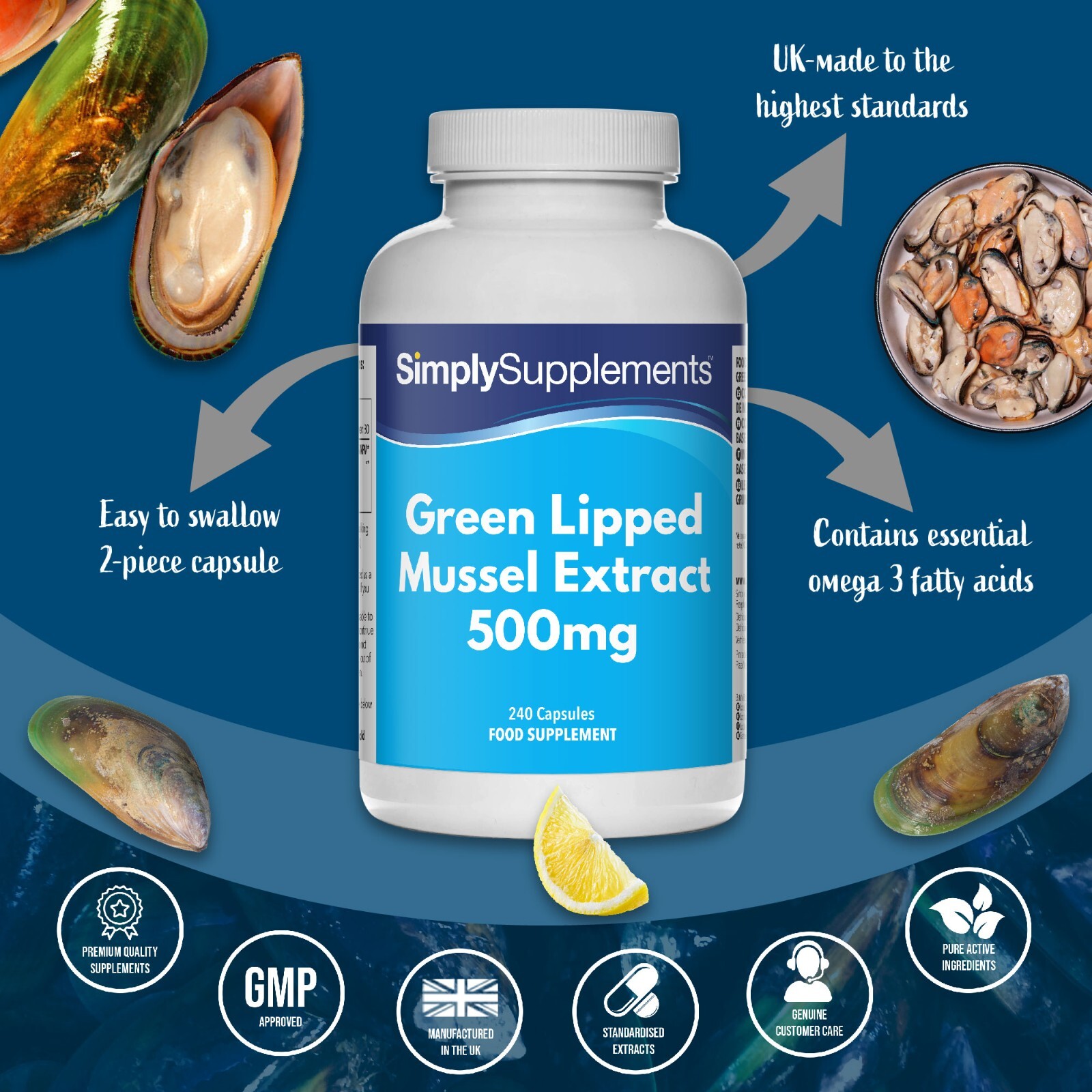 Green Lipped Mussel Extract Powder 500mg *240 Capsules eBay