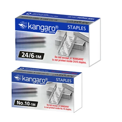 KANGARO No 10 - 24/6 Size Standard Stapling Staple Pins Pack - Desktop Staplers
