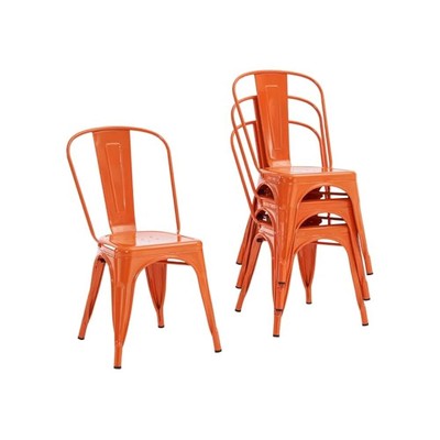 Industrial Metal Chair, Waterproof, Durable, Kitchen/Cafe/Patio, Set of 4
