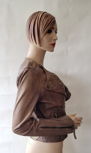 NEW William Rast Studded Biker Style Brown Leather Jacket NWT M - Picture 3 of 12