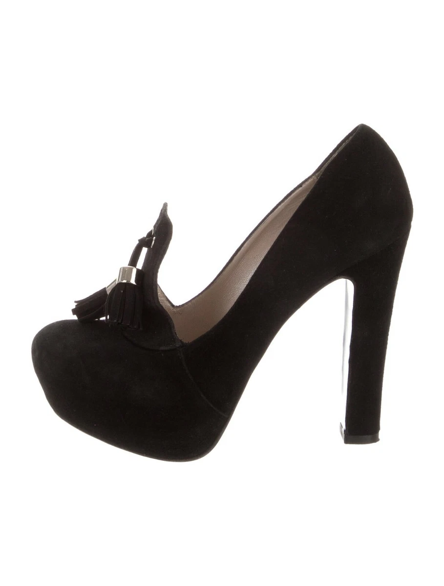 Dee Keller round toe platform pumps with tassel accents at vamps