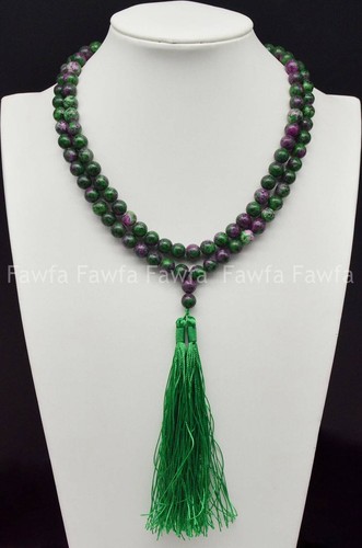6/8/10/12mm Red Gems In Zoisite108 Prayer Beads Tibet Buddhist Mala Necklace - Picture 5 of 8