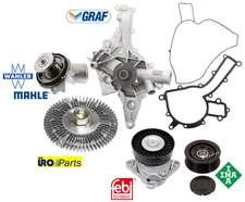 Water Pump Fan Clutch Thermostat Tensioner Idler Pulley Kit for Mercedes ML V6