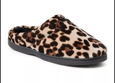 Dearfoams Washable Slippers Animal Leopard Print Unisex Velour Size M 7-8 NWT