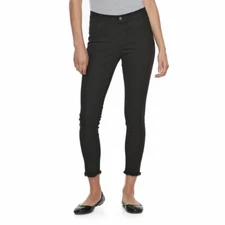 Utopia by Hue Black Raw Edge Skimmer Leggings Size Medium UT18139