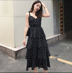 sleeveless polka dot dress