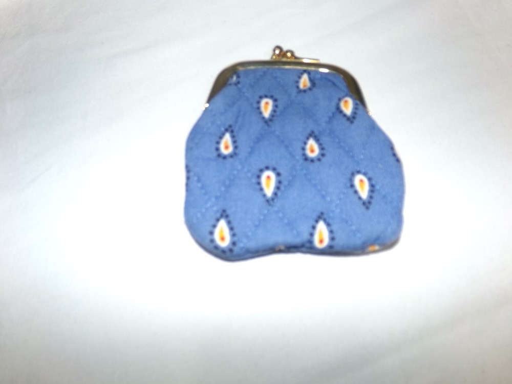 Vera Bradley Kiss Lock Coin Purse French Blue EUC