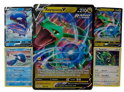 Pokemon TCG Crown Zenith, 5 Cards: Rayquaza V, Kyogre V, Rayquaza, Kyogre