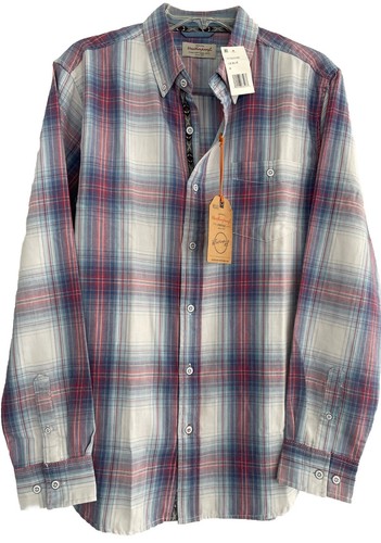 NWT Weatherproof Mens Medium Plaid Burnout Flannel Long Sleeve Button Down Shirt