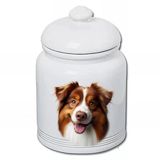 Australian Shepherd Red Tri Ceramic Treat Jar
