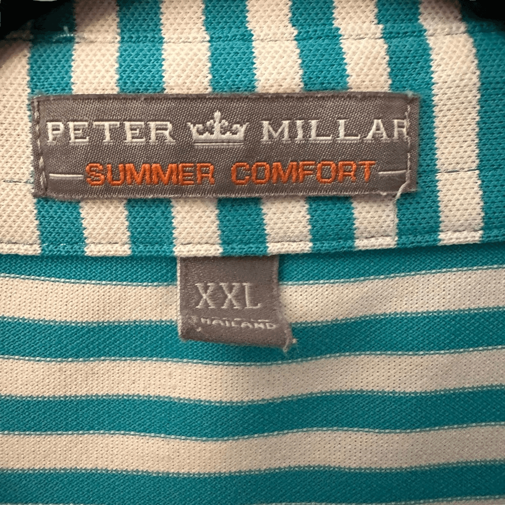 Peter Millar ~Mens Summer Comfort Golf Shirt ~turquoise/white