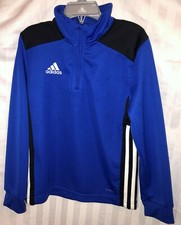 ADIDAS PULLOVER ATHLETIC TOP XS ZIP COLLAR SPORTS SOCCER BASEBALL BLUE BLACK 50