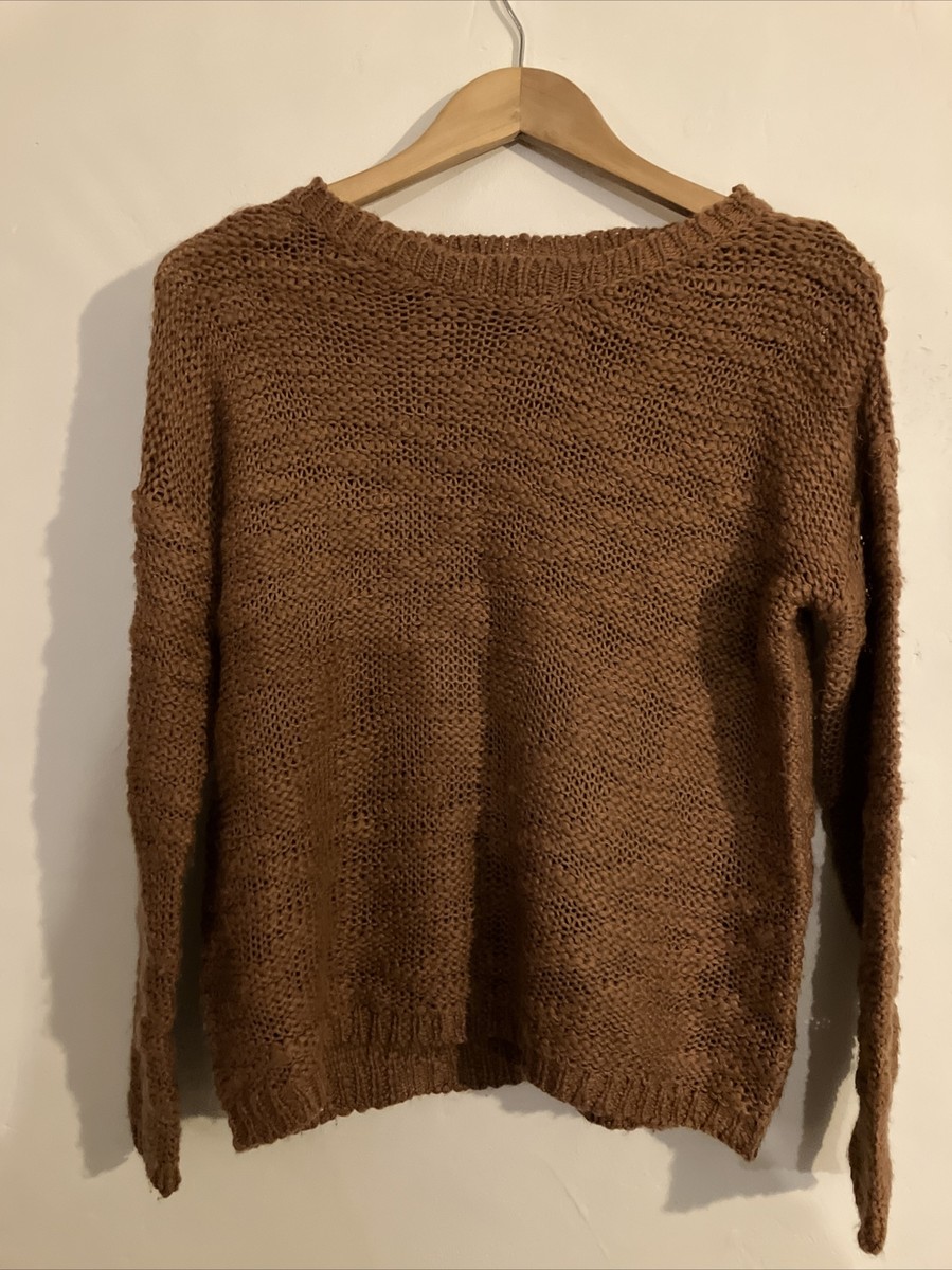 new look rust brown knitted jumper size UK