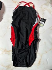 NWT Speedo Endurance Swimsuit Ladies Size 30 blk/red/gray 8191409972