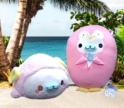 San-x Mamegoma Seal Pink Lamb Ram & Penguin 14  Plush SET RARE HTF NEW Nwt   