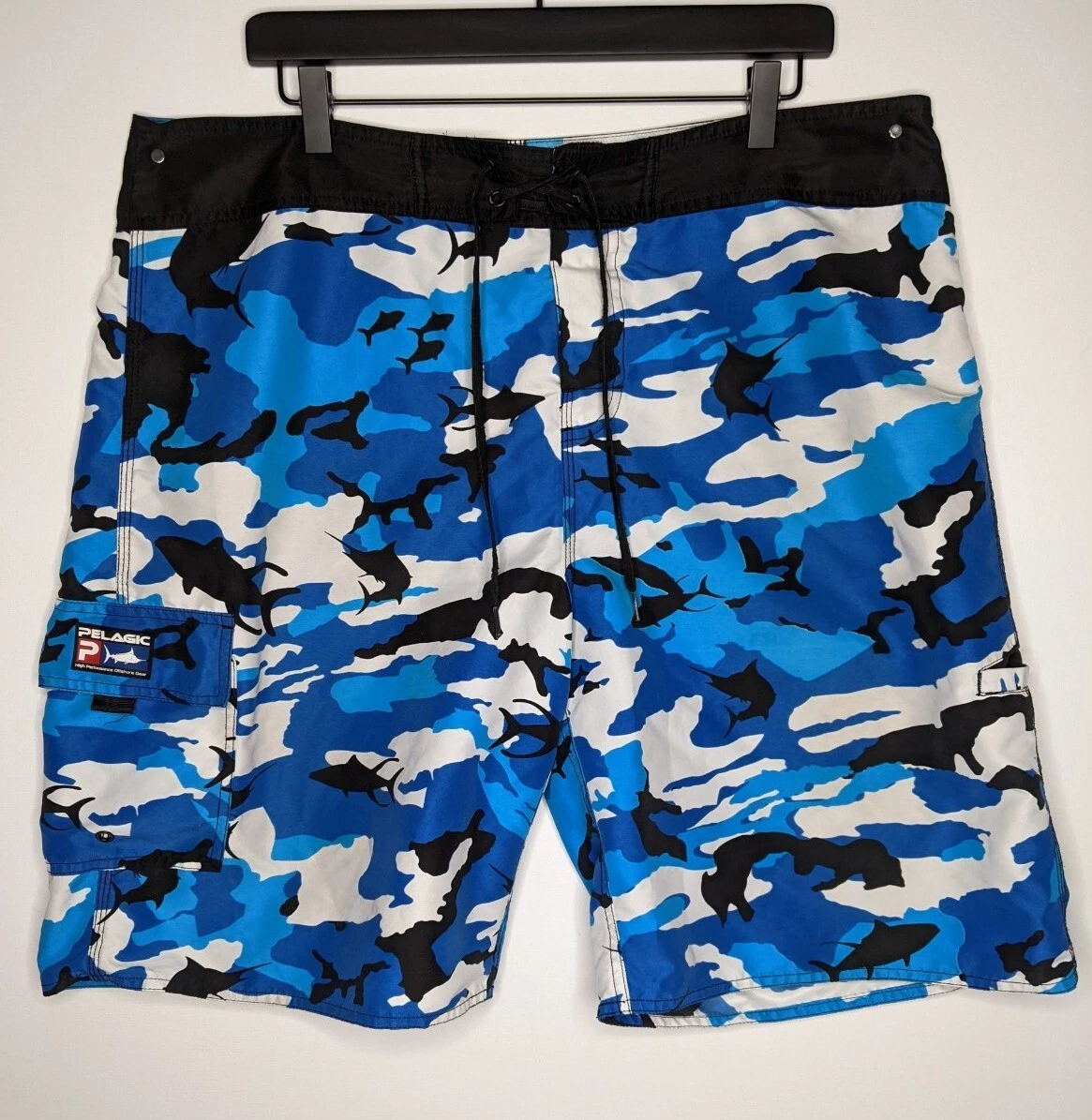 Pelagic Men s Blue Camouflage Board Shorts Swim Trunks Fishing Size 38
