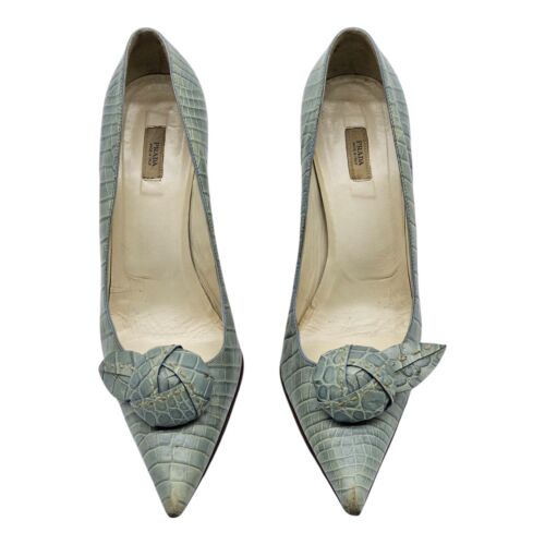 Prada Pointed Toe Pumps Shoes - Crocodile Print Leather - EU 39 / US 9 - Picture 3 of 9
