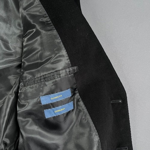 NEW Stafford Blazer Mens 46R Black Corduroy Elbow Patches Sport Coat MSRP$140 - Picture 7 of 16