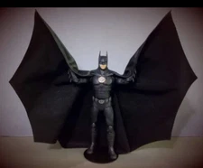 Custom Batman Returns Mcfarlane 1989 Keaton Leather Wired Cape 1/10 NOT fIGURE