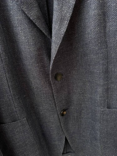 Lardini Tessuto Esclusivo Linen Cotton Silk Navy Blue Blazer Jacket Size 52 - Picture 14 of 15