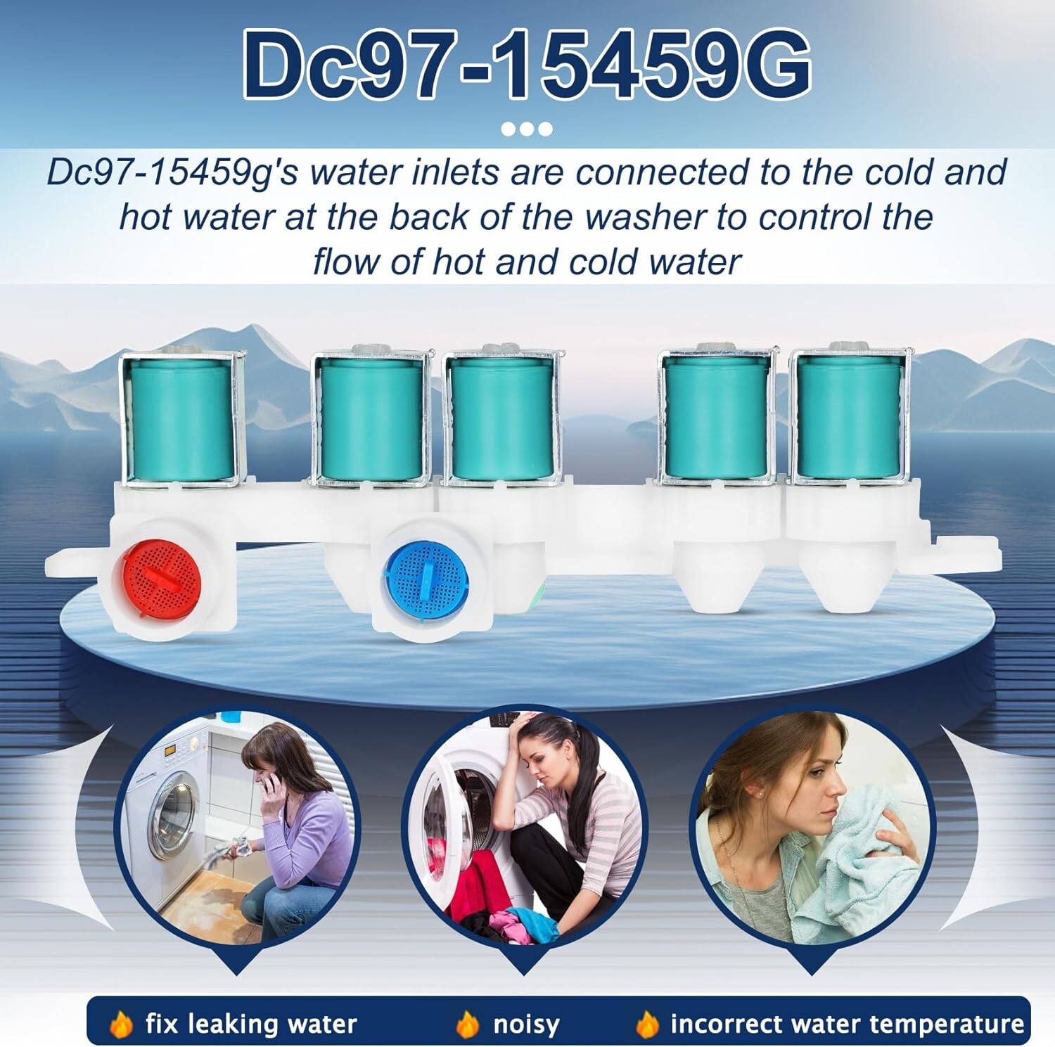 Washer Water Inlet Valve for Samsung WA400PJHDWR/AA-03 WA422PRHDWR/AA-02 - White